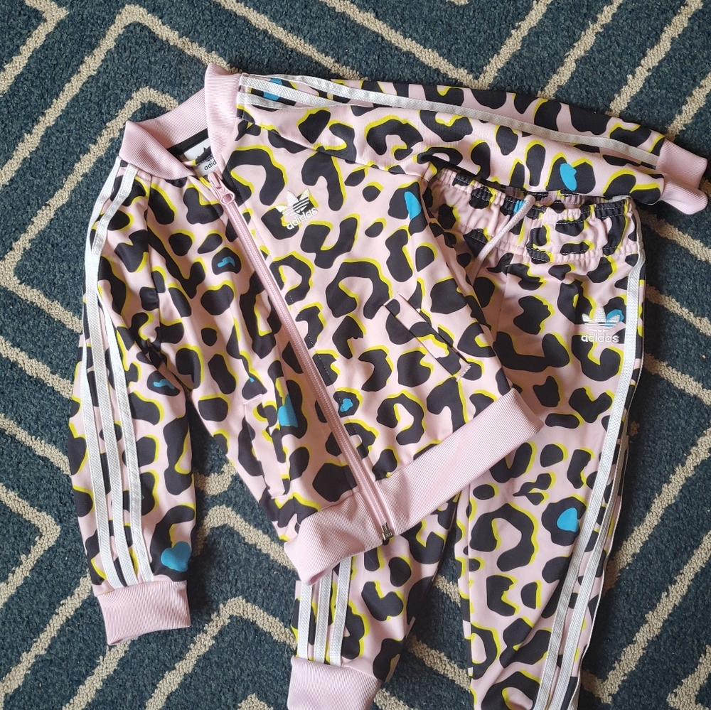Adidas light pink track suit